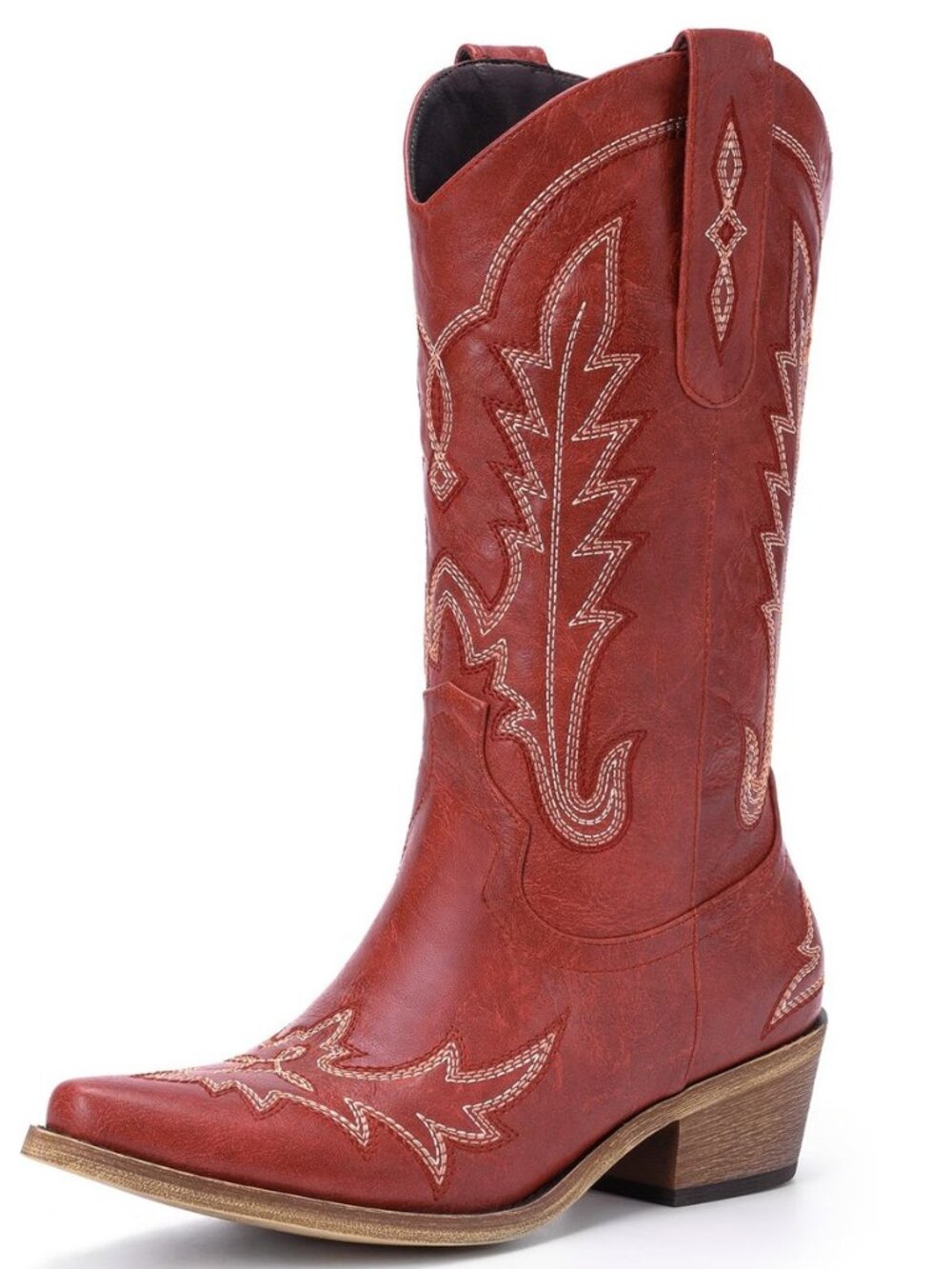 Cowboy Boots for Women - Cowgirl Boots with Embroidery, Chunky Heel Pointed Toe